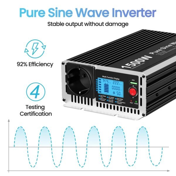 Inversor de Onda Senoidal Pura 24V para 220V | 2000W Reais com Ecrã LCD - Image 3