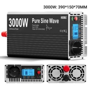 Inversor de Onda Senoidal Pura 24V para 220V | 3000W Reais com Ecrã LCD